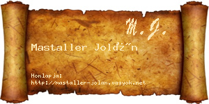 Mastaller Jolán névjegykártya